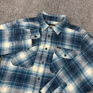 Lee Mens Regular Fit Blue Plaid Flannel Button Down Shirt Size Medium